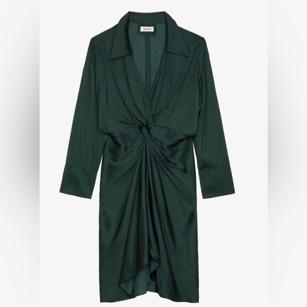 Zadig & Voltaire Rozó Satin Dress in dark green - Large - $478 MSRP